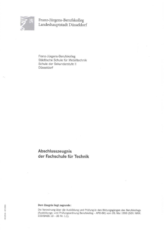 staatl. gepr. Techniker Maschinenbautechnik